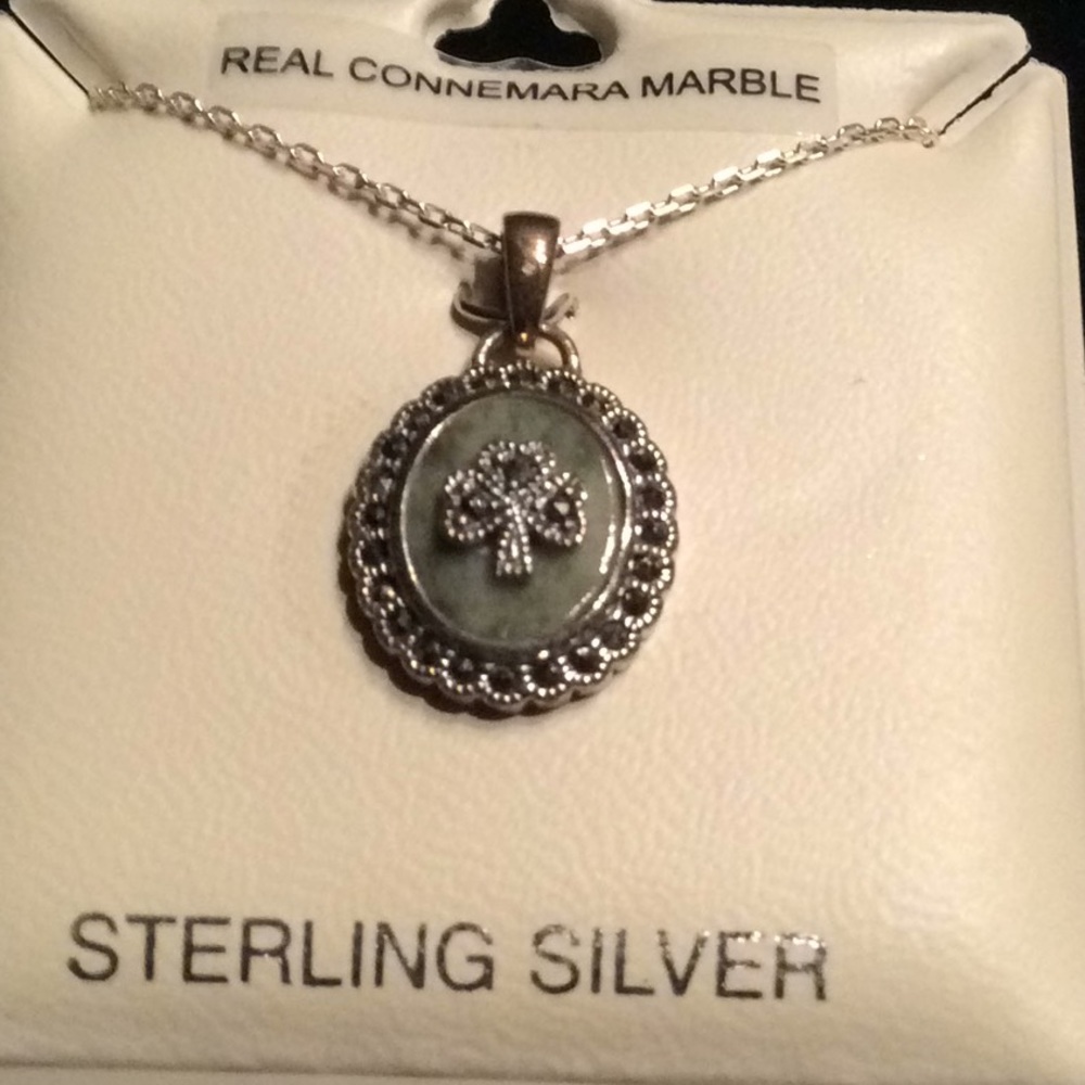 Connemara Marble Marcasite Necklace Silver